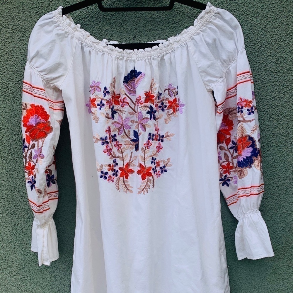 Free People | Fleur du joir Embroidered Shift BoHo Dress | Size Small